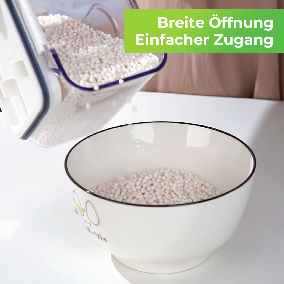 7Magic Vorratsdose 4-tlg Aufbewahrungsbox Küche Organizer Insgesamt 8950ml Vorratsdosen, AS+ABC+Silikon, (4-tlg), Vorratsdosen-Set mit großer Öffnung, inklusive Löffel und Sieb