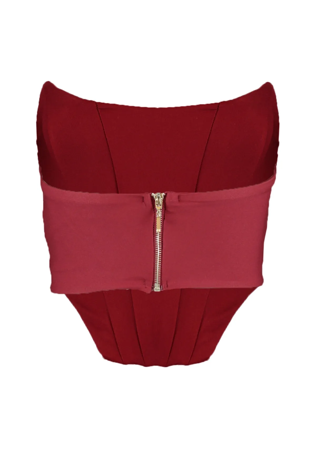 Trendyol Collection  Weinrotes, bauchfreies, gefüttertes, gewebtes Korsett mit detailliertem Bustier TPRSS21BS0032