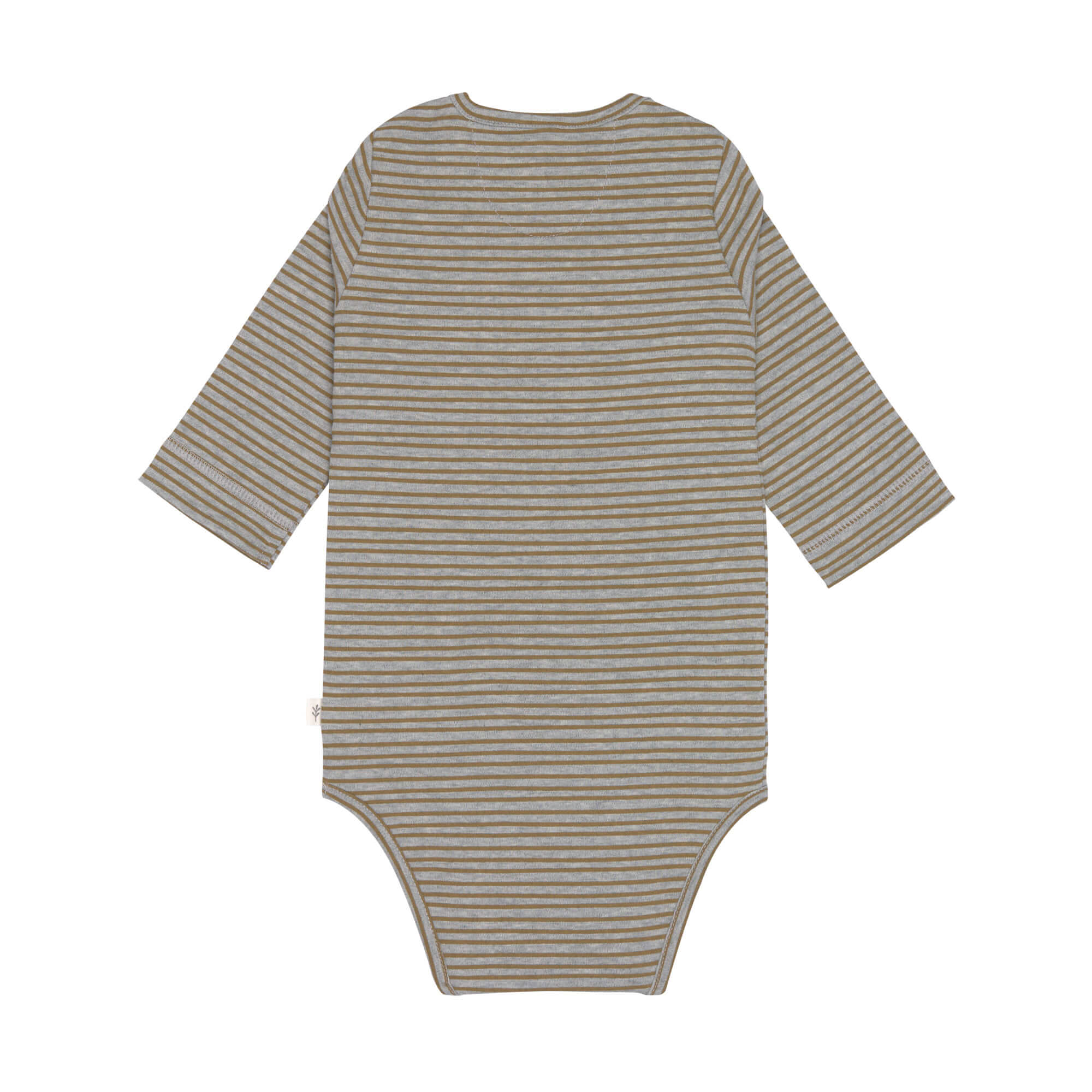 Baby Body langarm - Bio Baumwolle, Streifen, Grau meliert