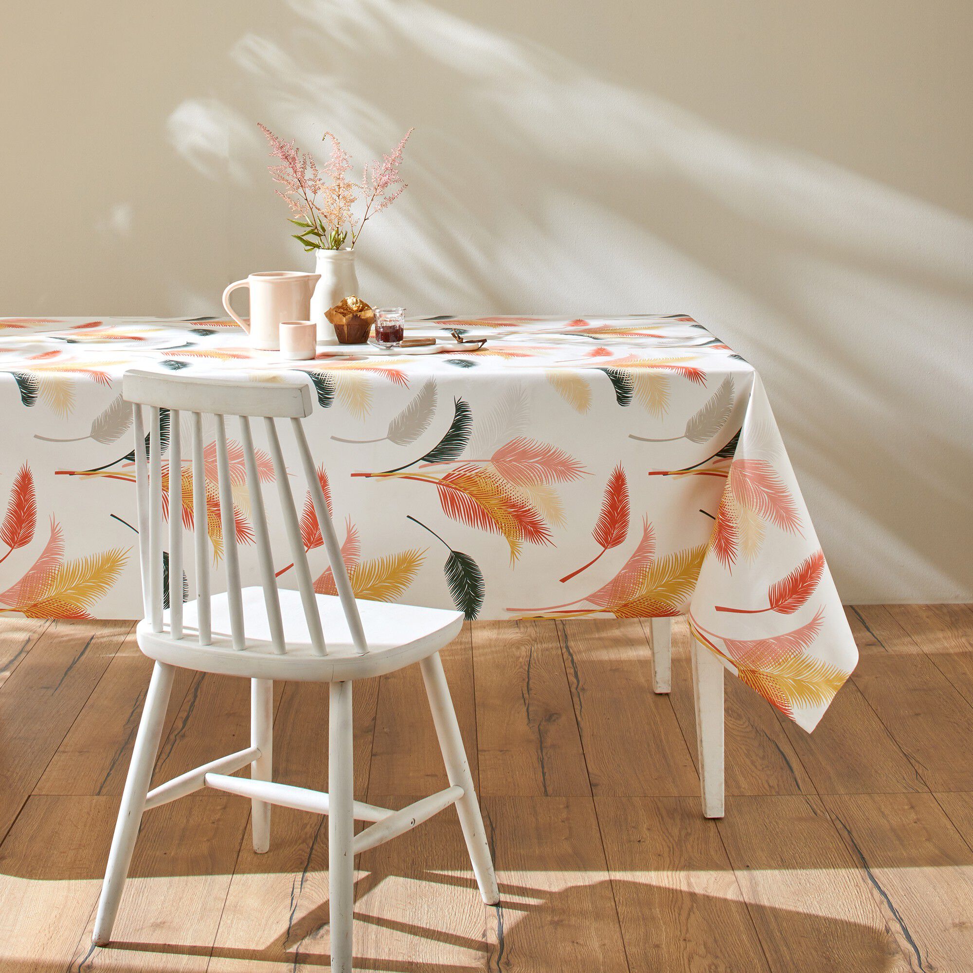 Nappe toile cirée imprimé fleurs pampa