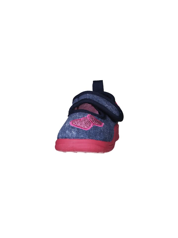 Playshoes Hausschuh Herz in Jeansblau günstig kaufen