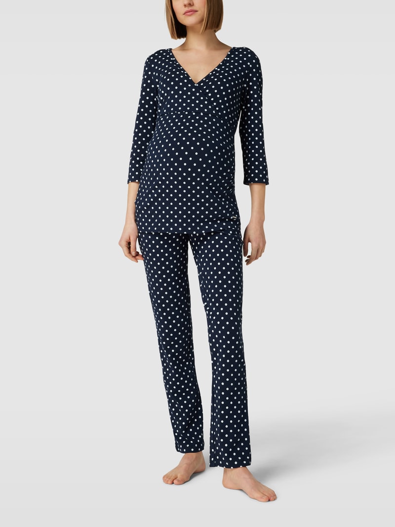 Umstands-Pyjama mit 3/4-Arm und Stillfunktion in marineblau