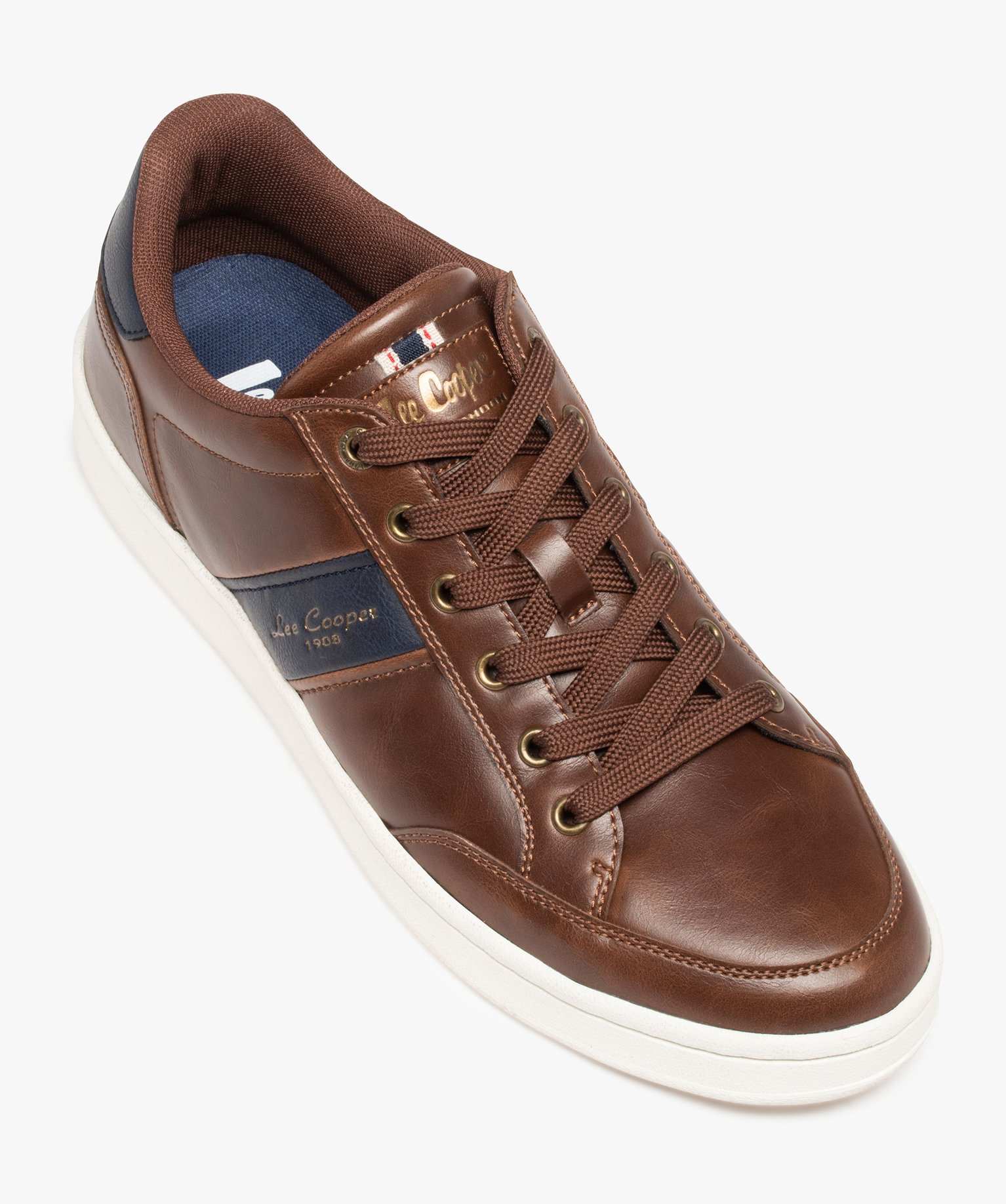 Baskets homme unies à lacets – Lee Cooper marron | GEMO