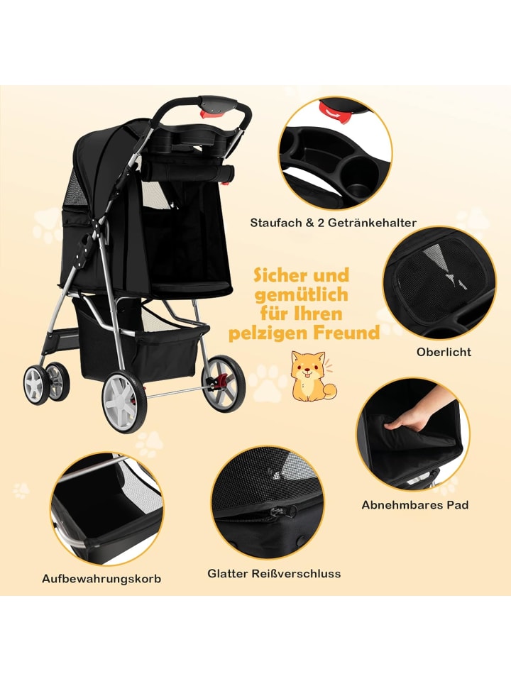 COSTWAY Hundewagen in Schwarz günstig kaufen 81 cm