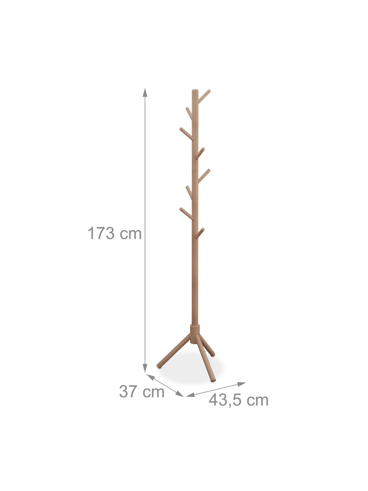 relaxdays Garderobenständer in Natur - (B)43,5 x (H)173 x (T)37 cm günstig kaufen onesize