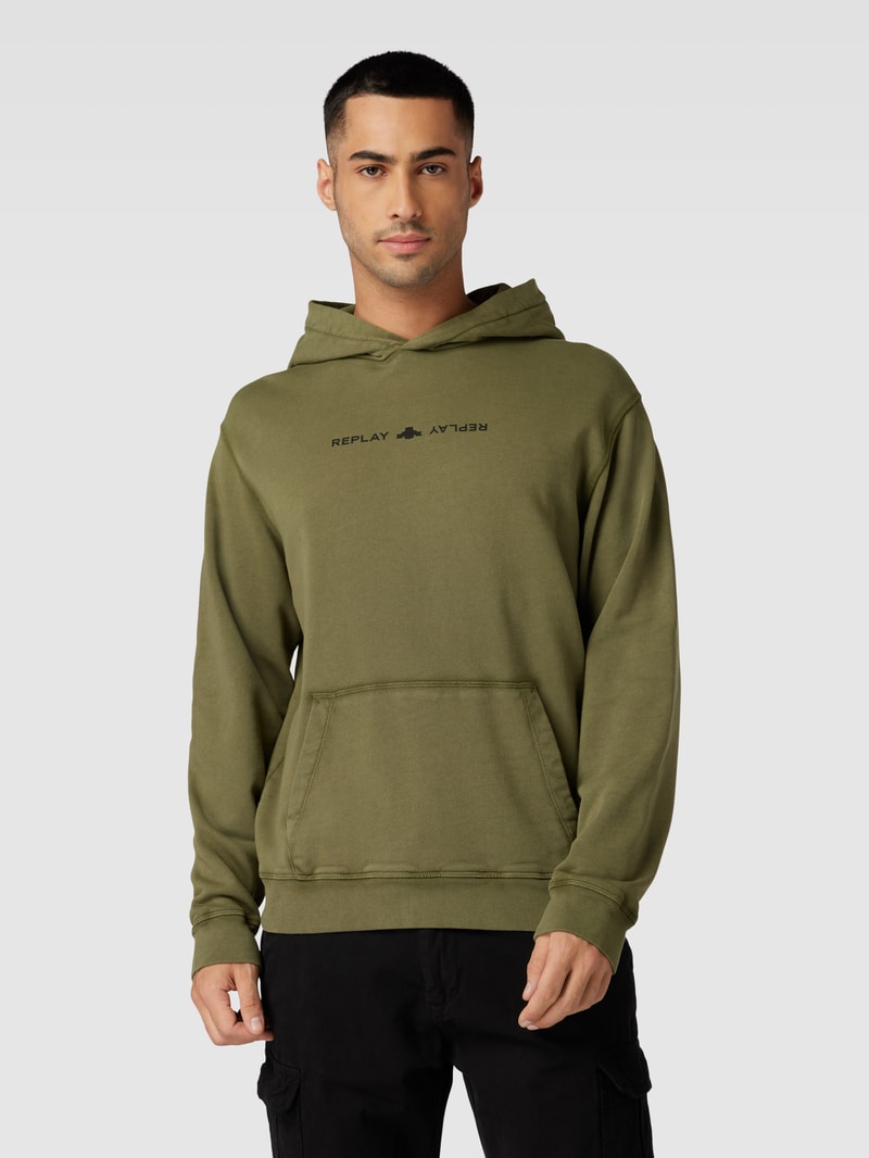 Hoodie mit Känguru-Tasche in khaki