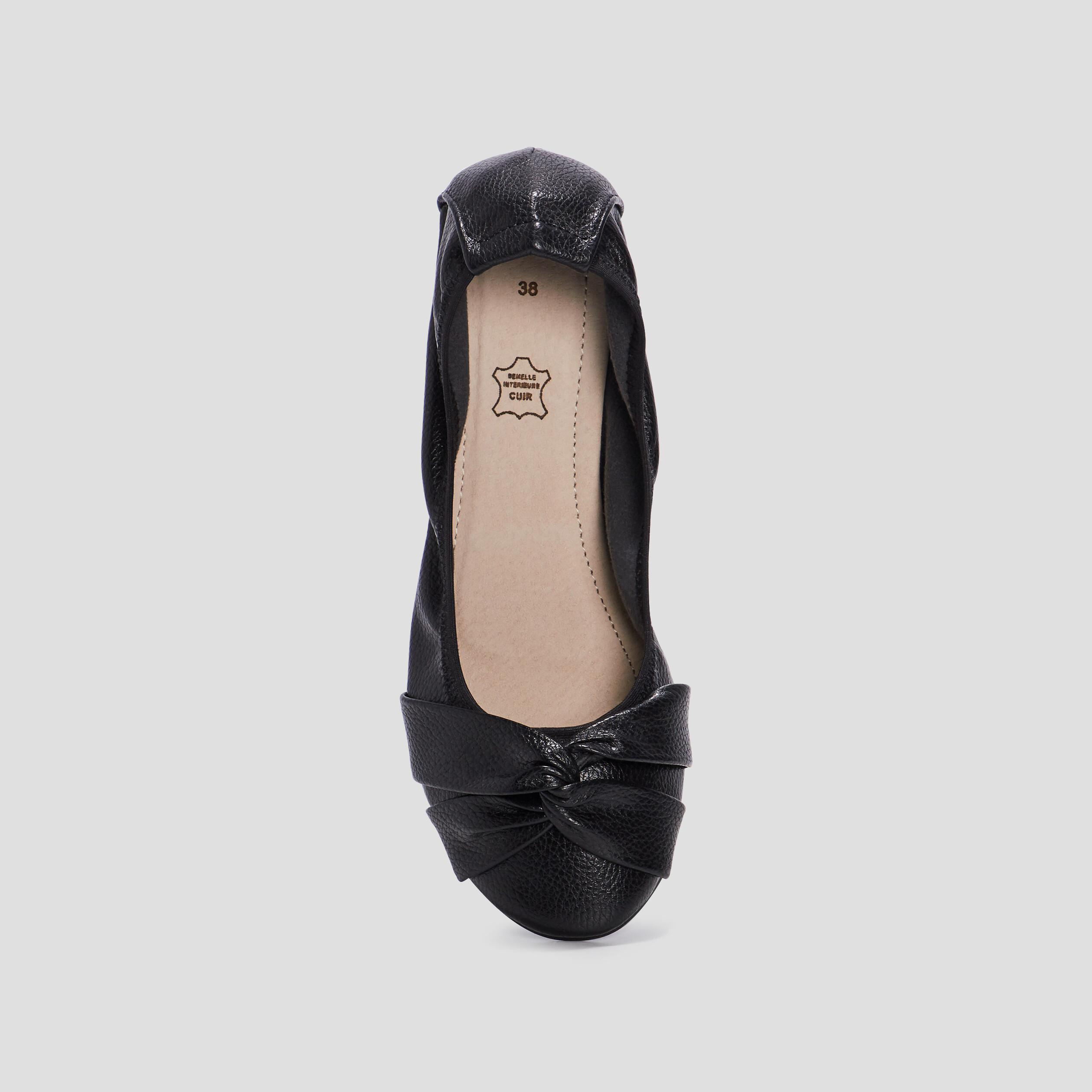 Ballerines détail effet noué noir femme | La Halle
