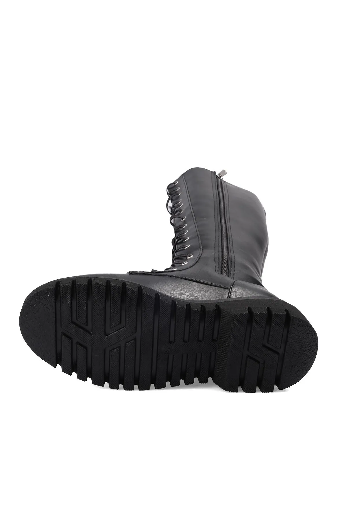 Mio Gusto  Raquel Damenstiefel zum Schnüren und Reißverschluss mit dünnem Fellfutter und dicken Sohlen