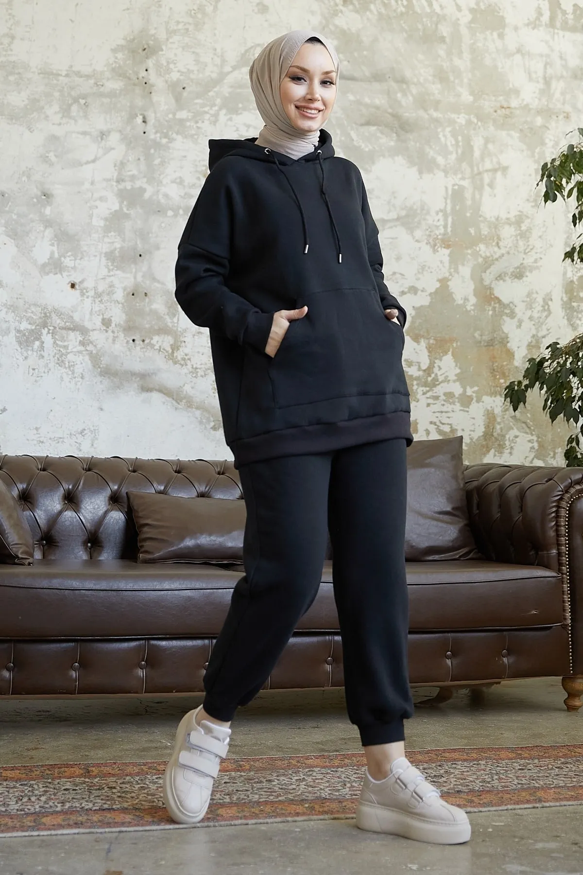 InStyle  Merva Three Thread Trainingsanzug-Set – Schwarz