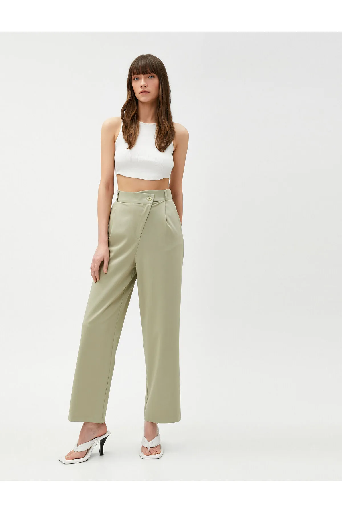 Koton  Palazzo-Hose mit asymmetrischer, detaillierter hoher Taille