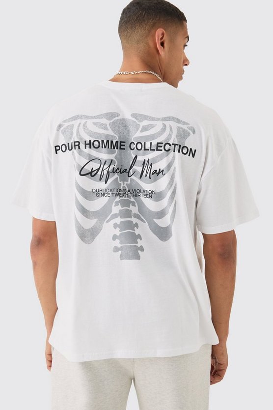Oversize T-Shirt mit Skelett-Print
