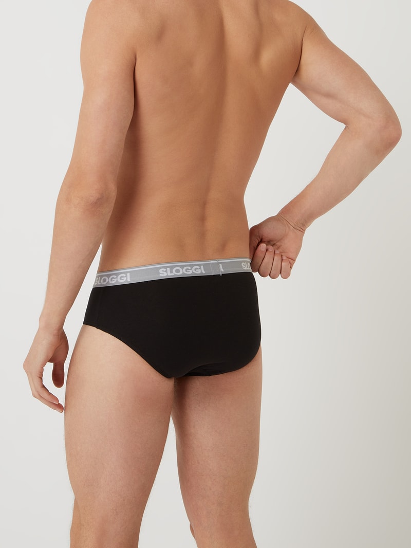 Slip mit Stretch-Anteil im 6er-Pack in schwarz