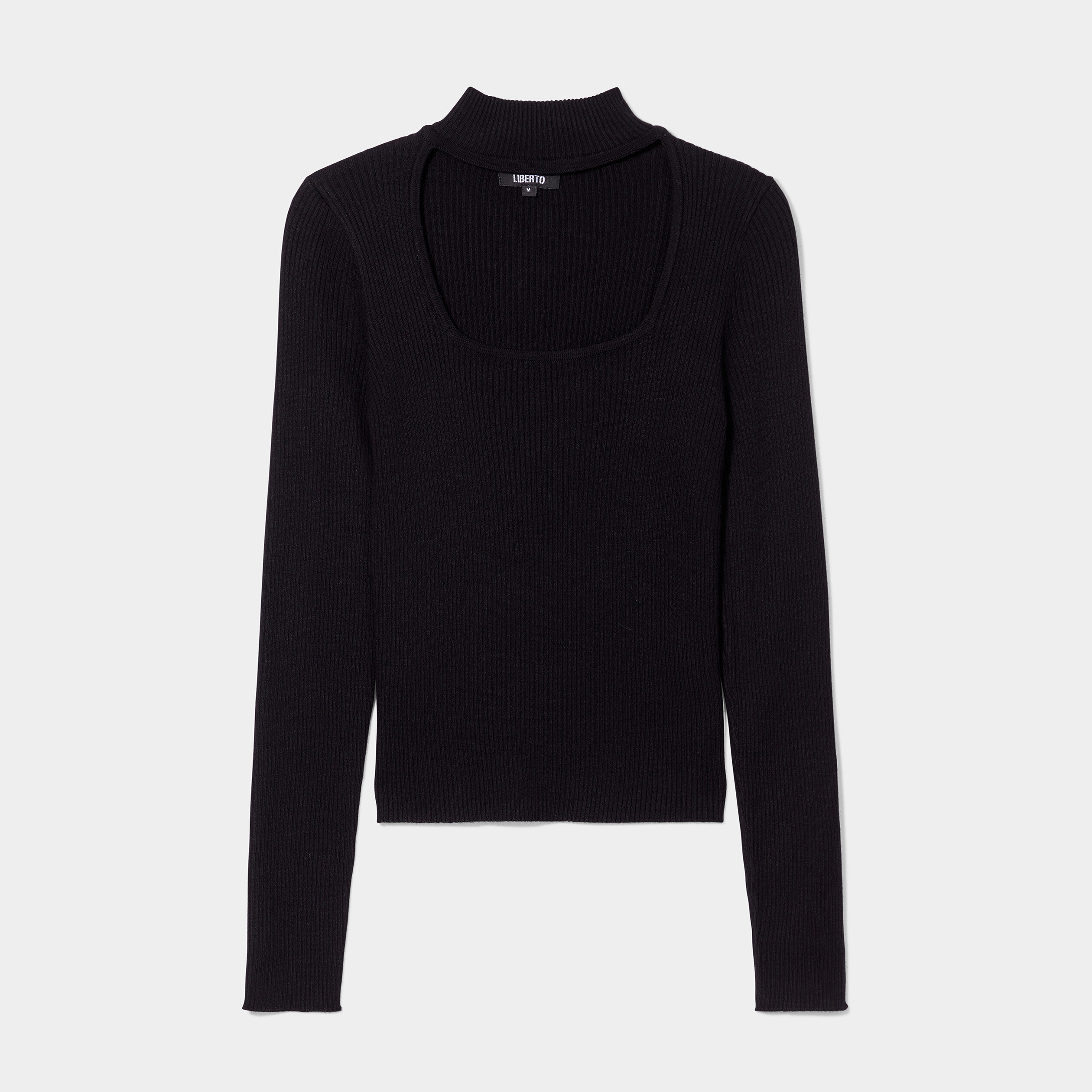 Pull col montant à ouverture Liberto noir femme | La Halle