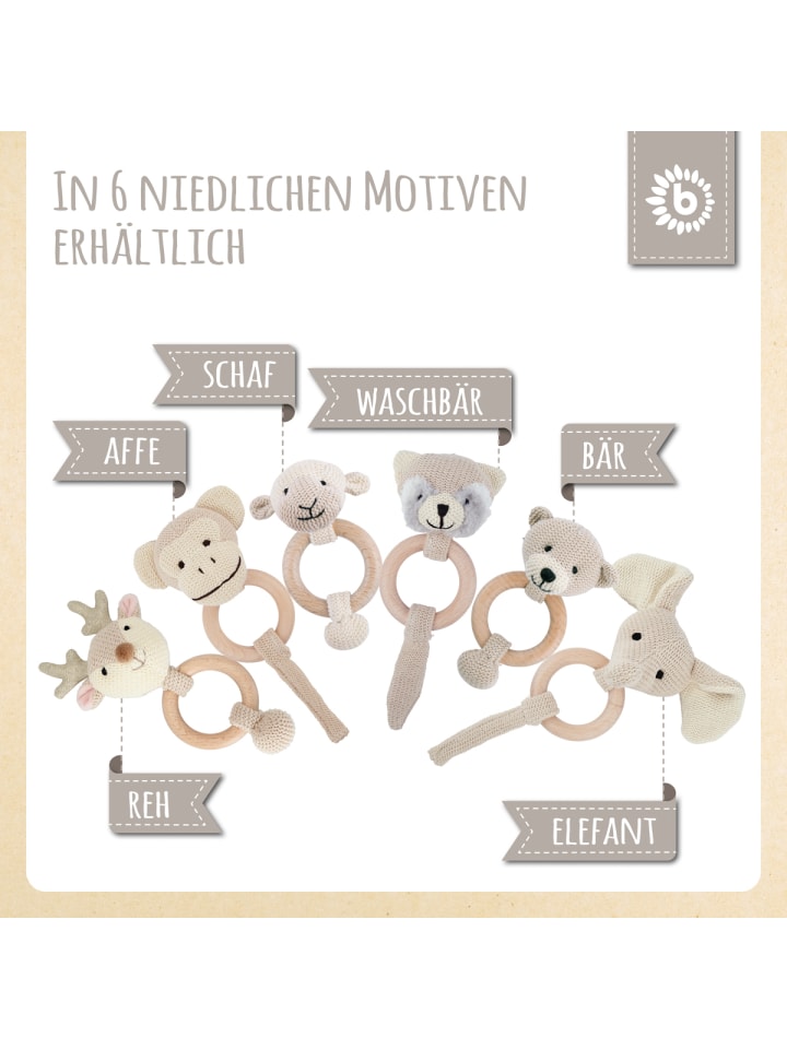 Bieco Spielwaren Greifling Holz Natur und Baumwolle mit Rassel Affe - ab Geburt in Braun günstig kaufen onesize
