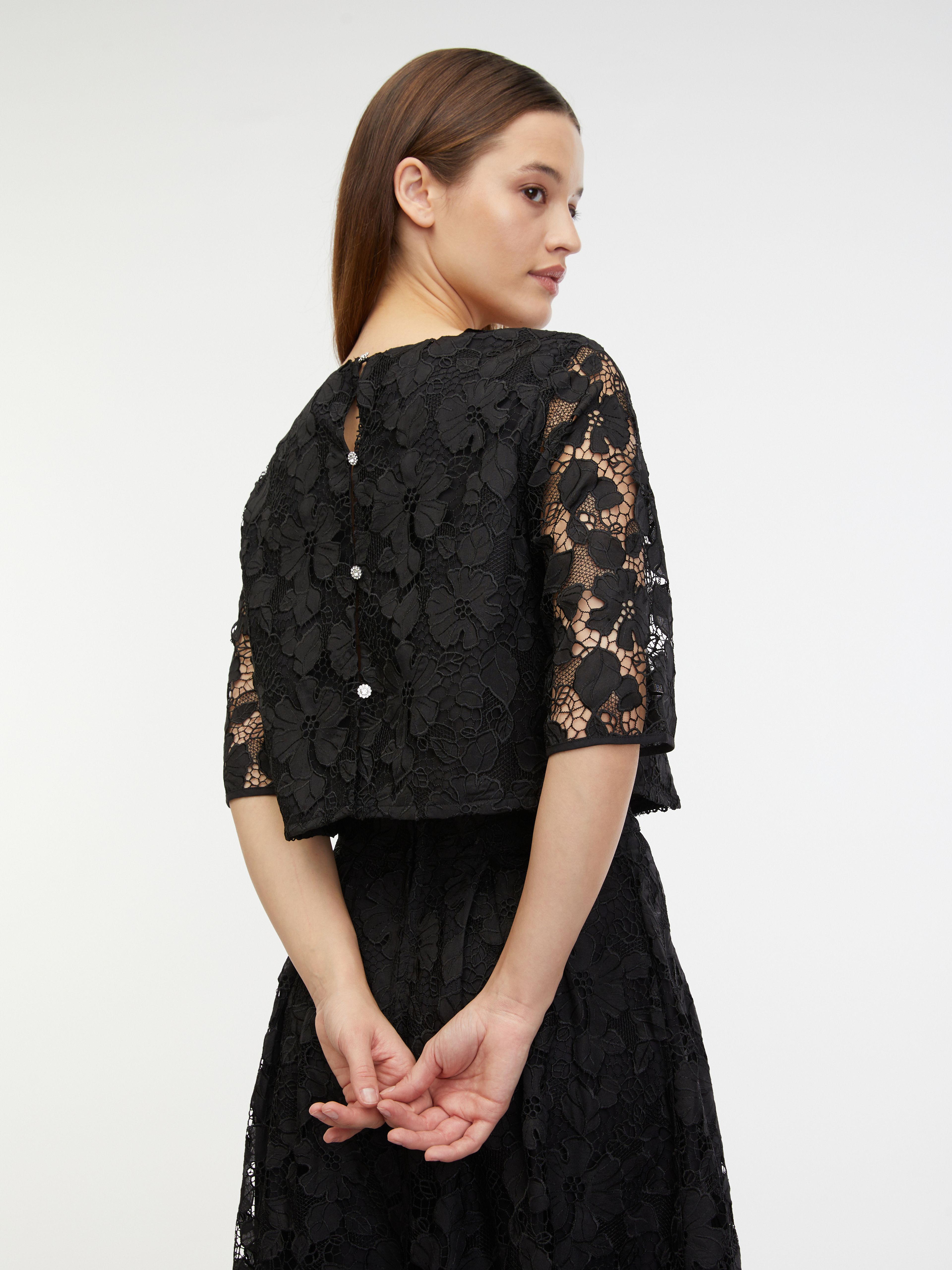 Schwarze Damen-Spitzenbluse ORSAY