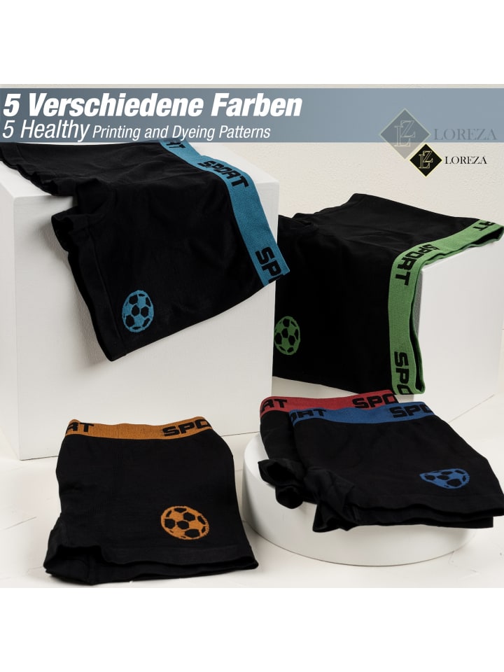 LOREZA 10er Set Jungen Boxershorts - Fussball - Bunt günstig kaufen 158/170