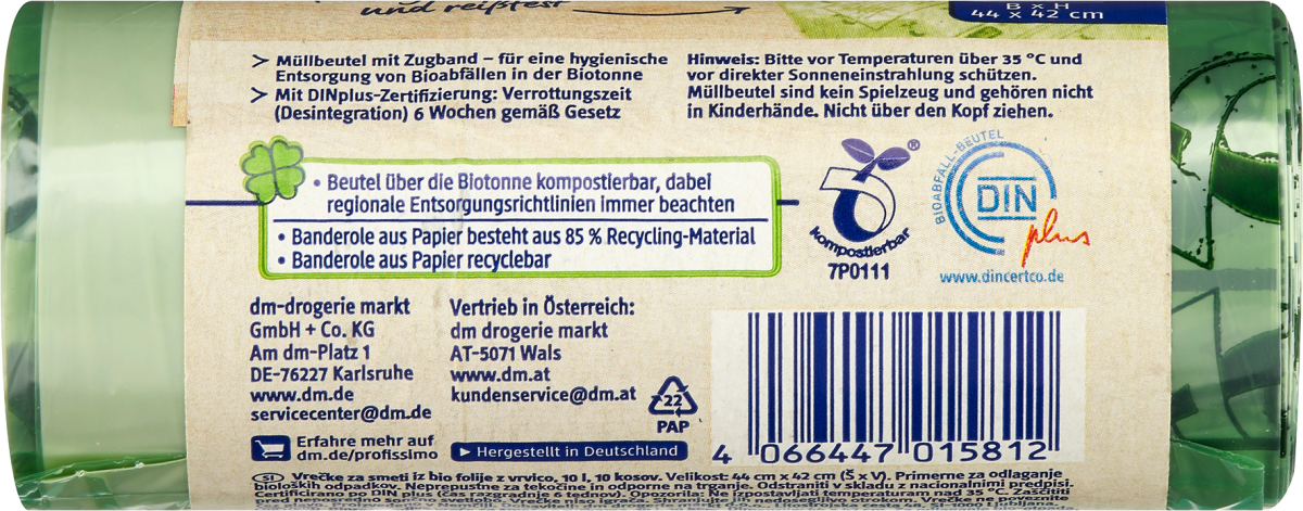 Müllbeutel 10 l mit Zugband aus Biofolie, 10 St