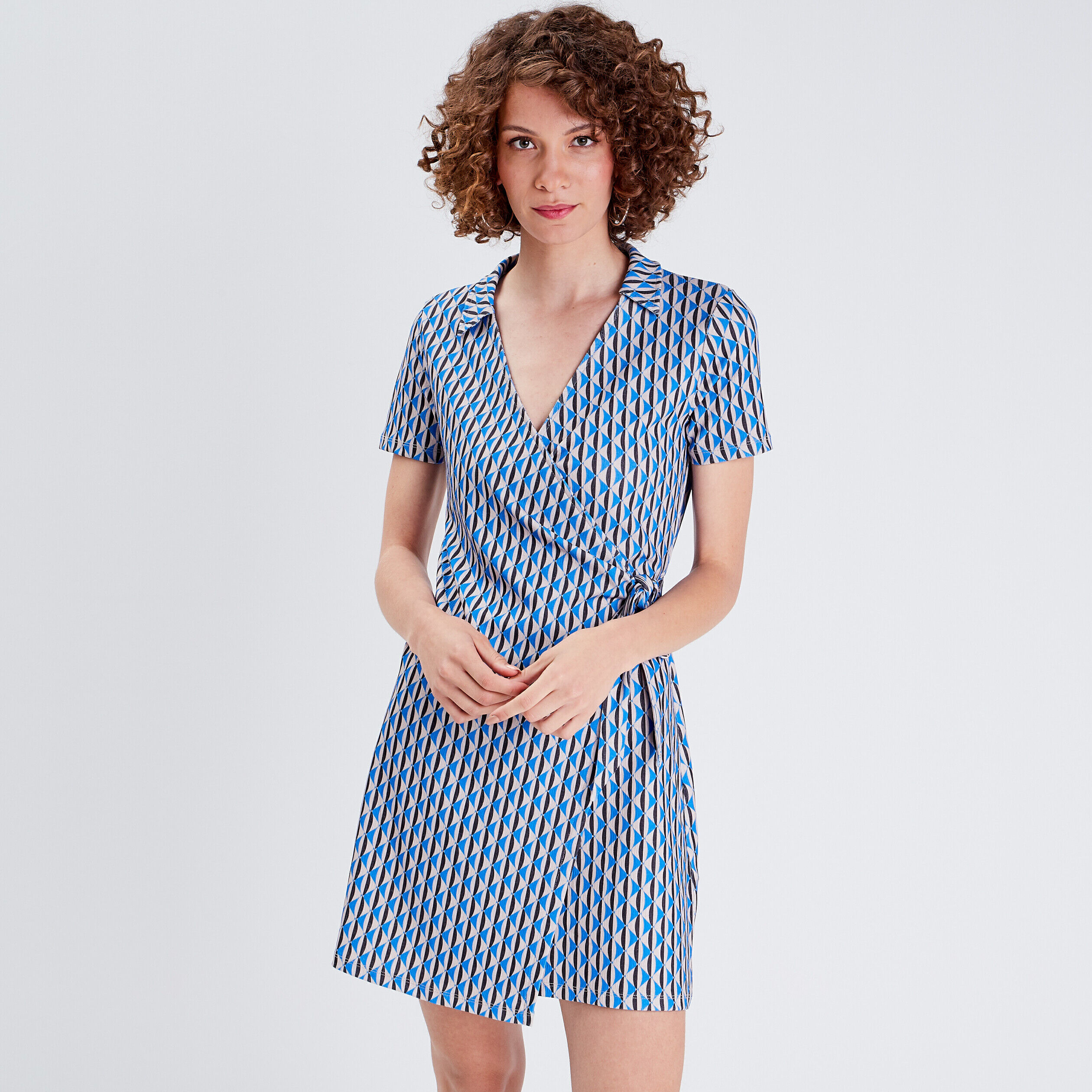 Robe portefeuille manches courtes gris femme | Cache Cache