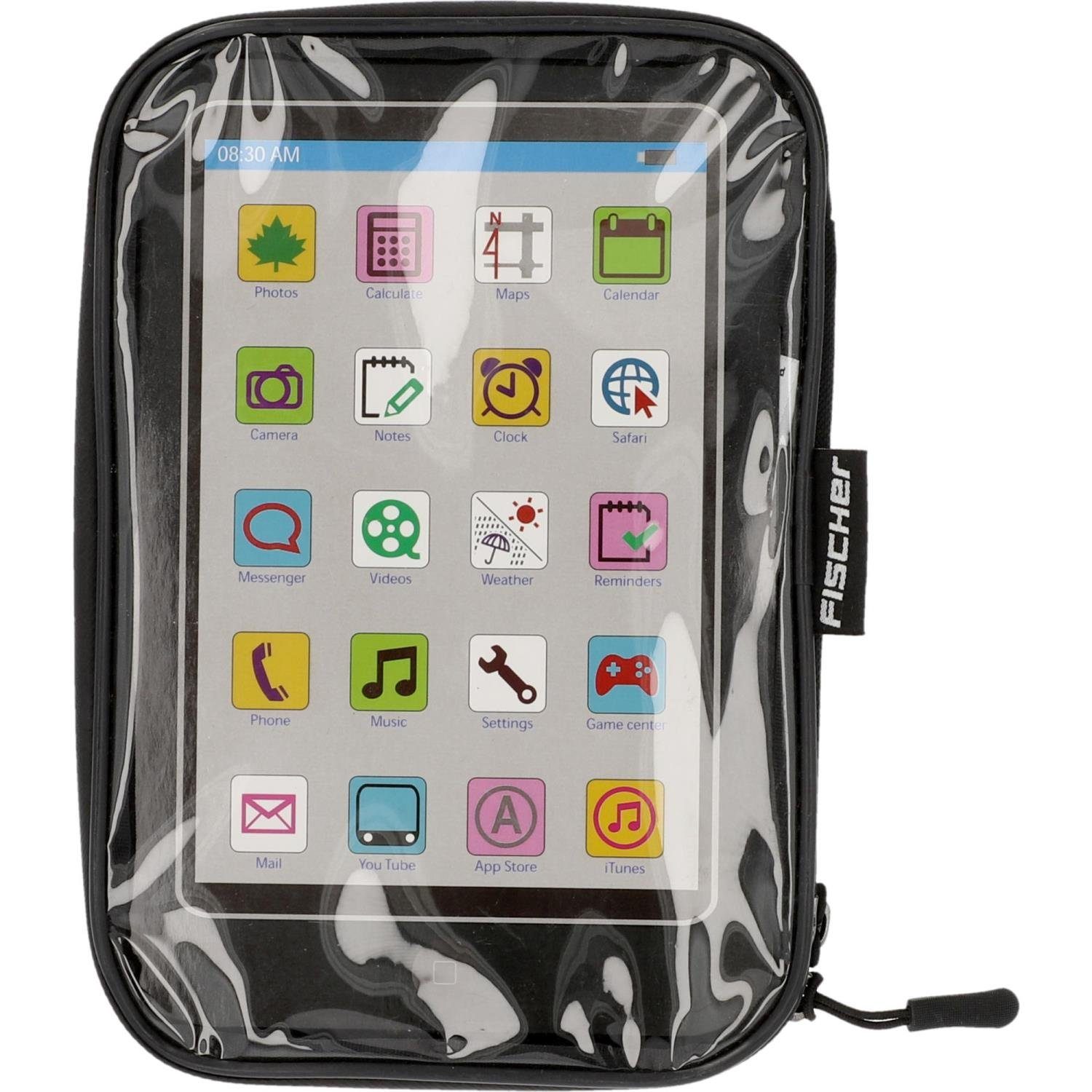 FISCHER Fahrrad Tablet-Tasche Lenker-Halterung Fahrrad Tablet-Halterung, (bis 8 Zoll, Wasserfest, Halter mit Klick-System, Fahrrad-Lenker 22-31,8mm)