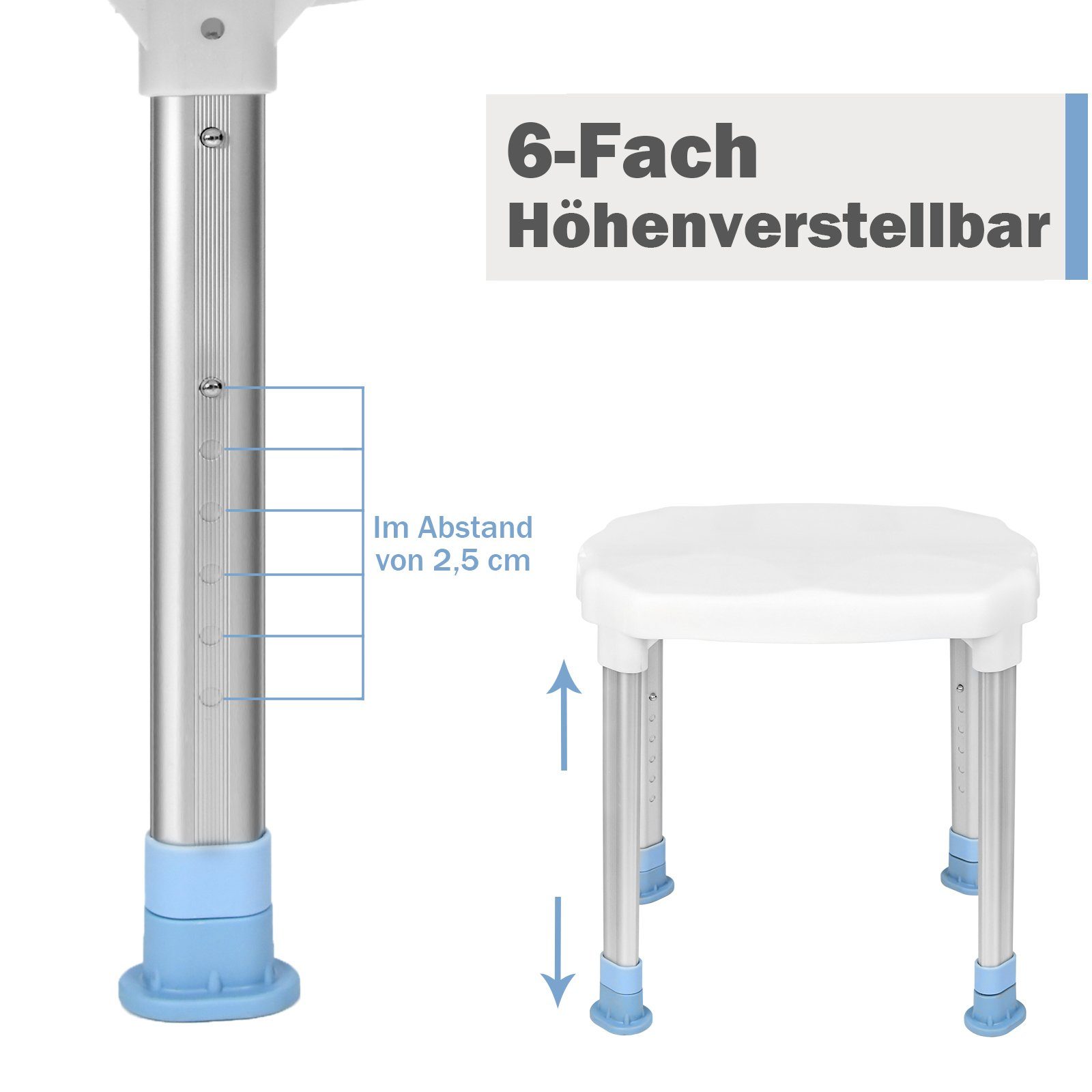 UISEBRT Duschhocker Duschstuhl Badhocker Badsitz, belastbar bis 150 kg