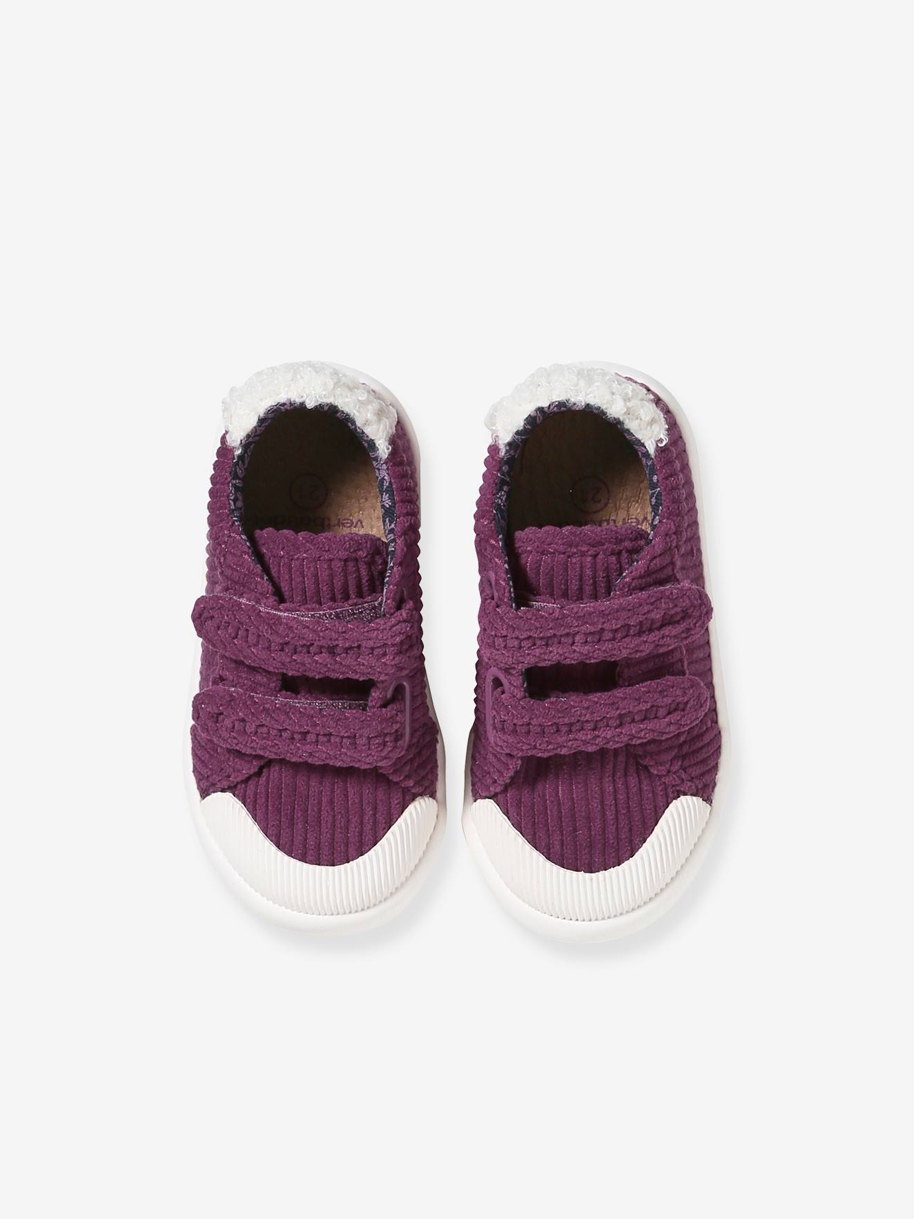 Baskets scratchées textile bébé vieux rose