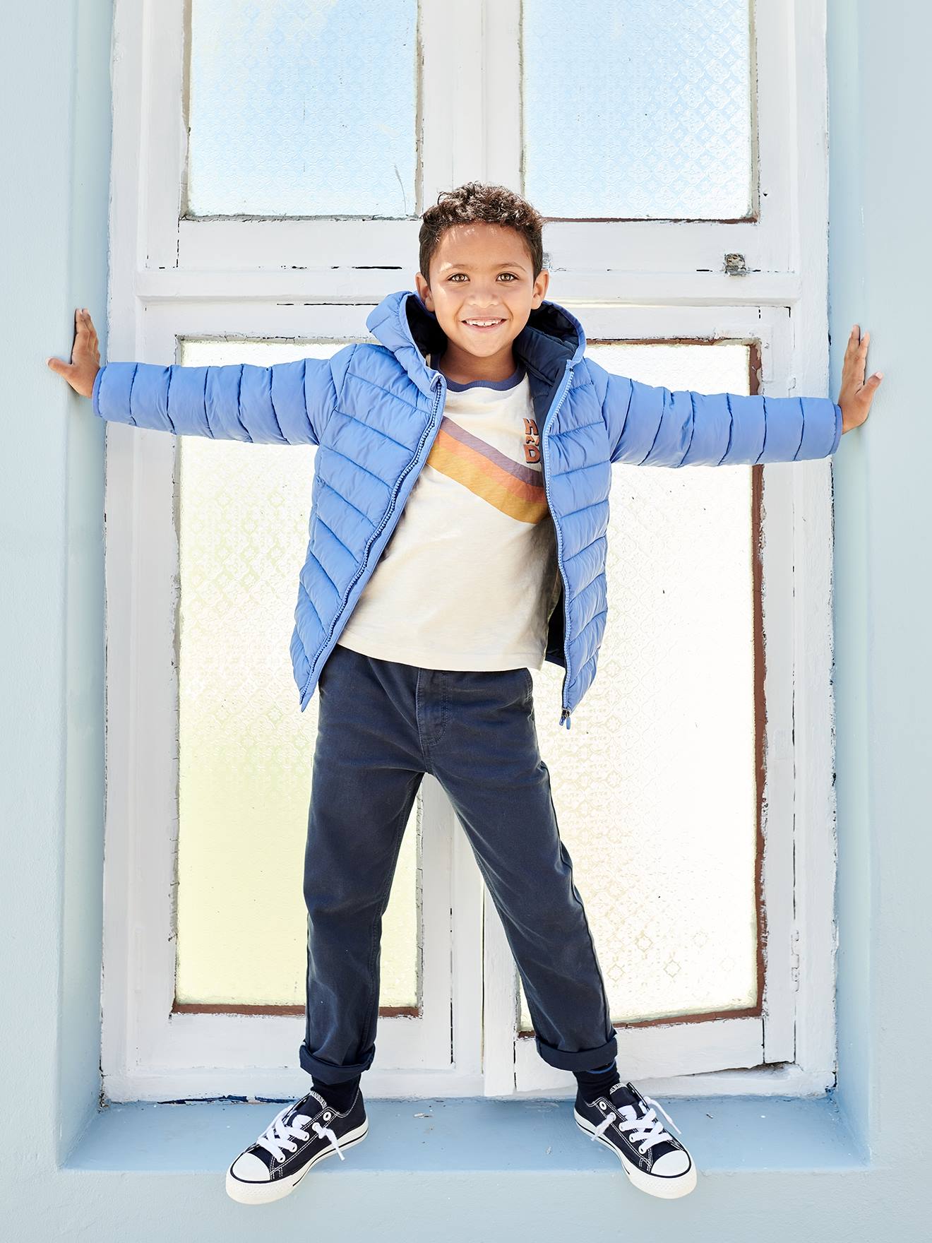 Vertbaudet Jungen Light-Steppjacke mit Wattierung aus Recycling-Polyester - dunkelgrau