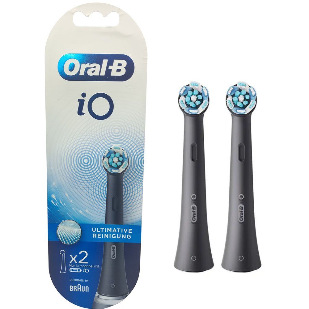Oral-B Aufsteckbürsten iO ultimative Reinigung Schwarz / Black, 2er Pack, mit Revolutionärer iO Technologie bis in die Borstenspitzen