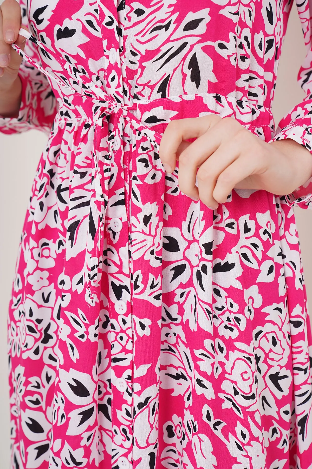 Bigdart  2144 Wunderschönes Hijab-Kleid mit Kragen – Fuchsia
