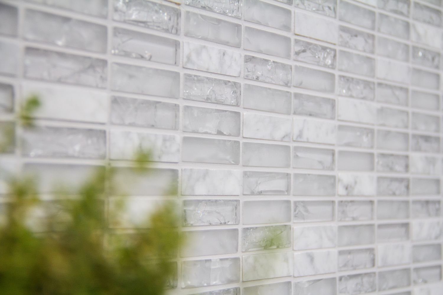 Mosani Mosaikfliesen Riemchen Rechteck Mosaikfliesen Glasmosaik weiß