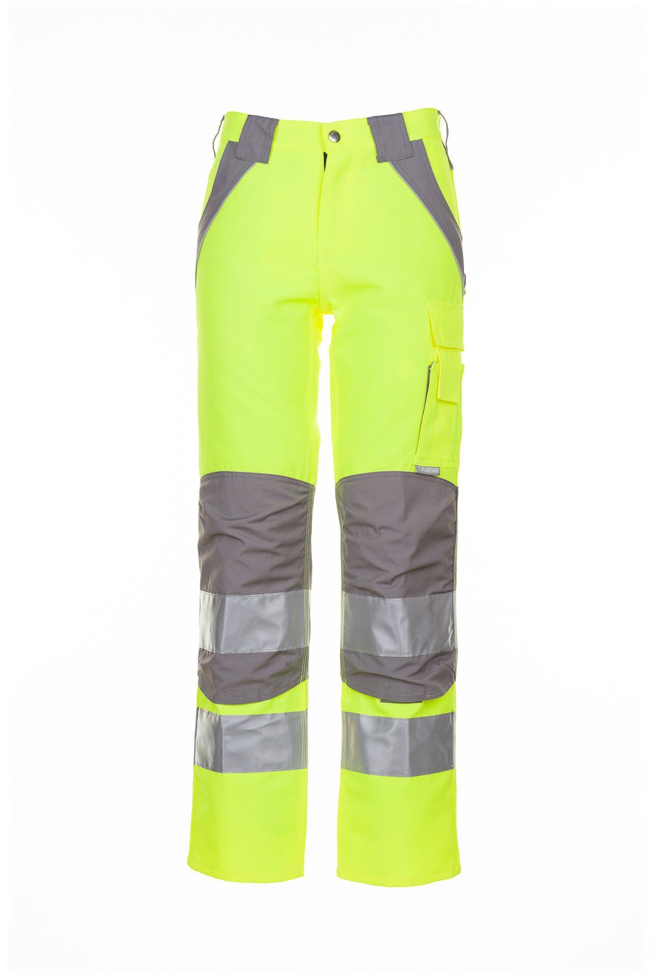 Planam Arbeitshose Bundhose Plaline Warnschutz gelb/zink Größe 48 (1-tlg)
