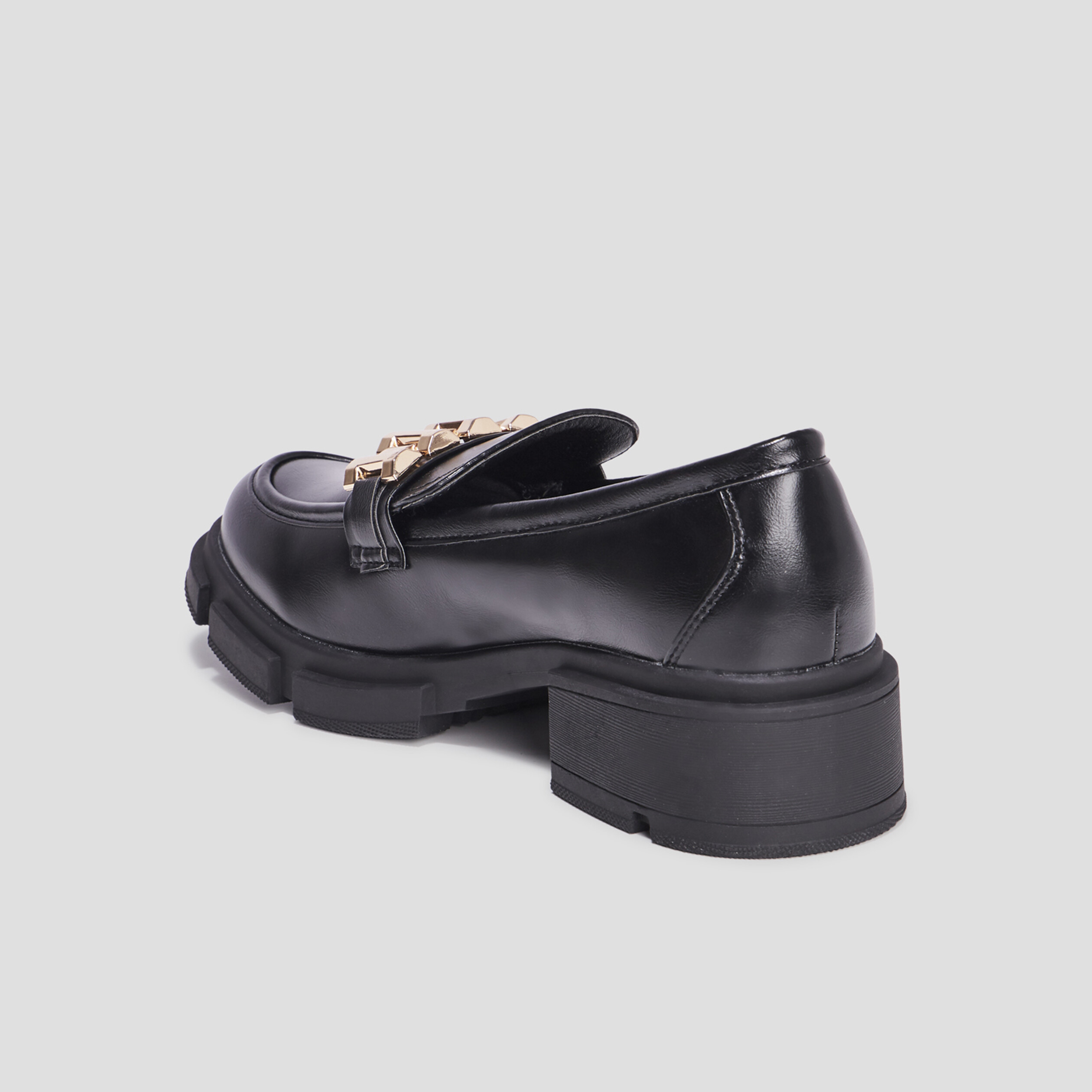 Mocassins à talons et détails chaînes noir femme | La Halle