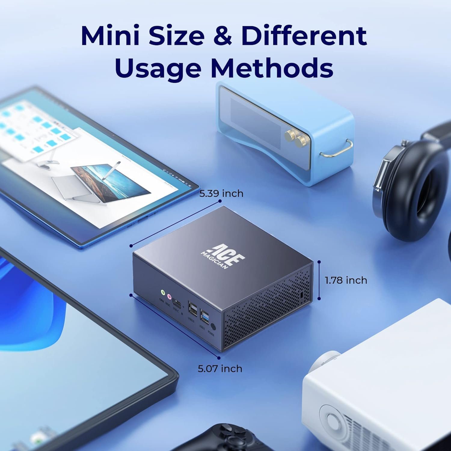 ACEMAGICIAN Mini-PC (Intel Alder Lake-N-Prozessor FCBGA1338, Intel® UHD-Grafik, 16 GB RAM, 512 GB SSD, Business-Mini-Computer mit WiFi 5, BT 4.2, 4K-Dual-Display, Typ-C)