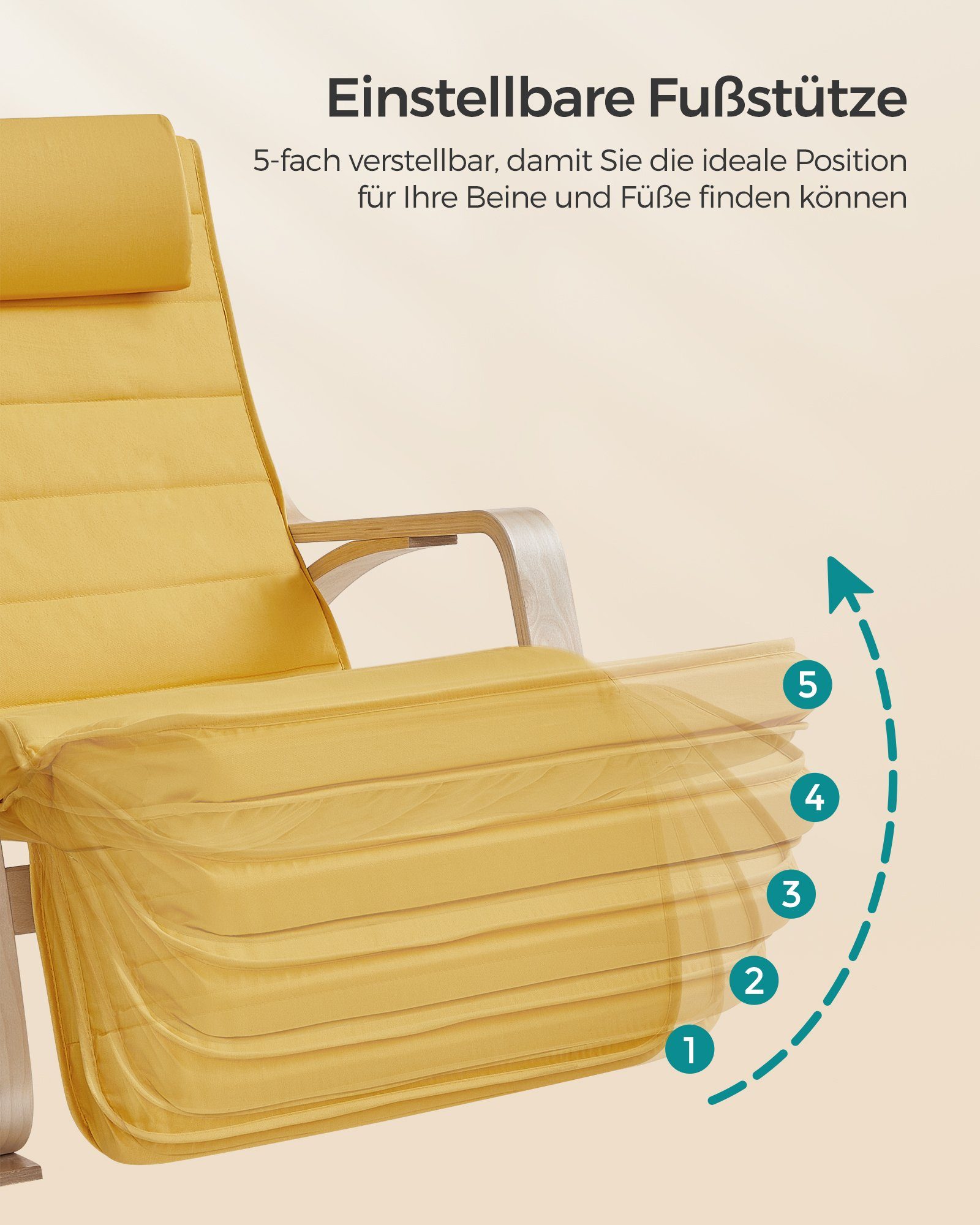 SONGMICS Relaxsessel Schaukelsessel, Relaxstuhl, verstellbare Fußstütze