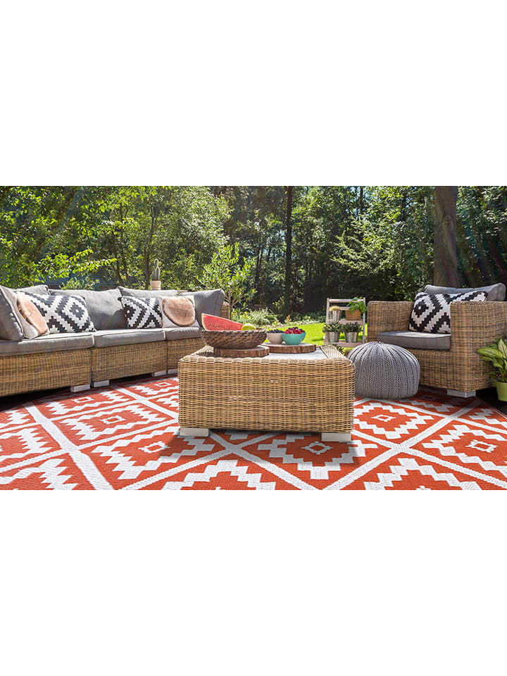 Inkazen Outdoor-Teppich in Terrakotta/ Weiß günstig kaufen