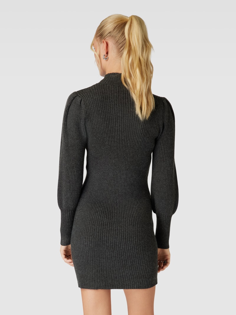 Strickkleid mit Stehkragen Modell 'KATIA' in dunkelgrau meliert