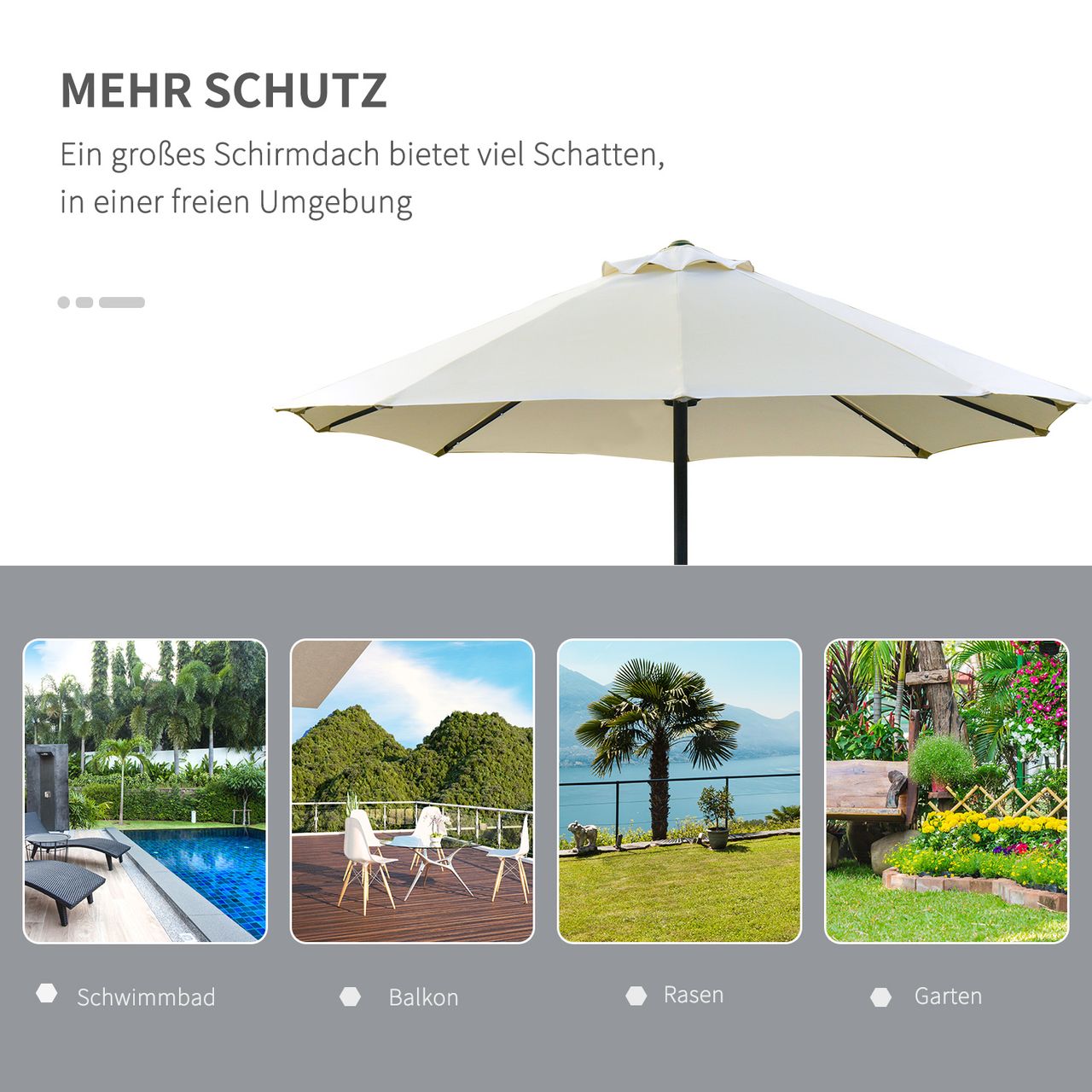 Outsunny Sonnenschirm mit LED Doppelsonnenschirm 440 x 256 cm Gartenschirm