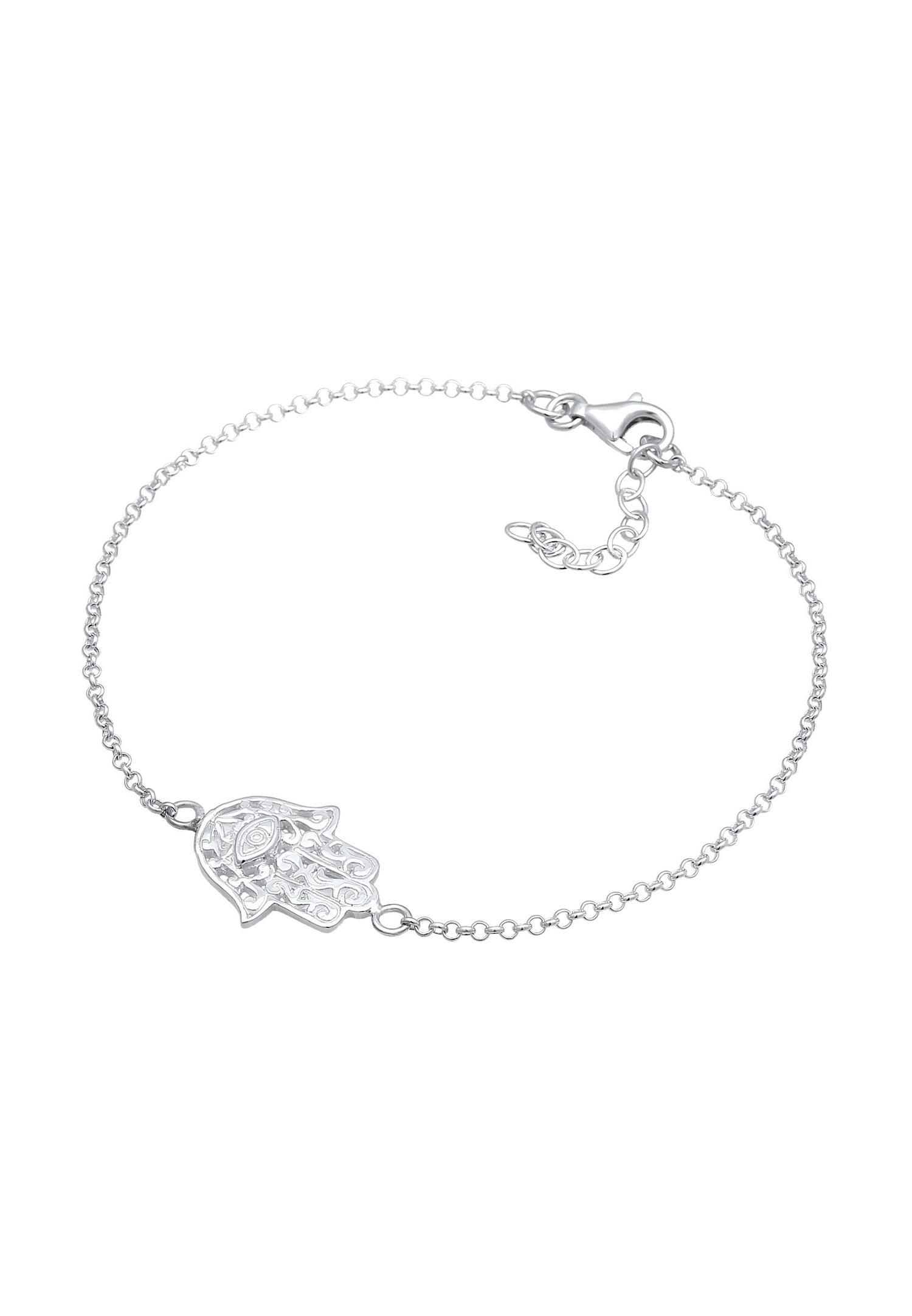 Bransoletka ochronna Nenalina dla kobiet z motywem dłoni Fatimy ze srebra próby 925, długość bransoletki 18 cm + przedłużka 3 cm, 331093-000
