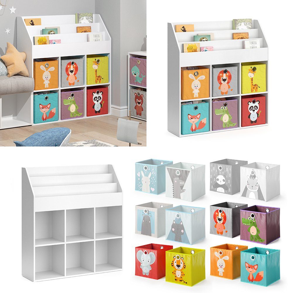 Vicco Bücherregal Kinderregal Aufbewahrungsregal LUIGI + Faltboxen
