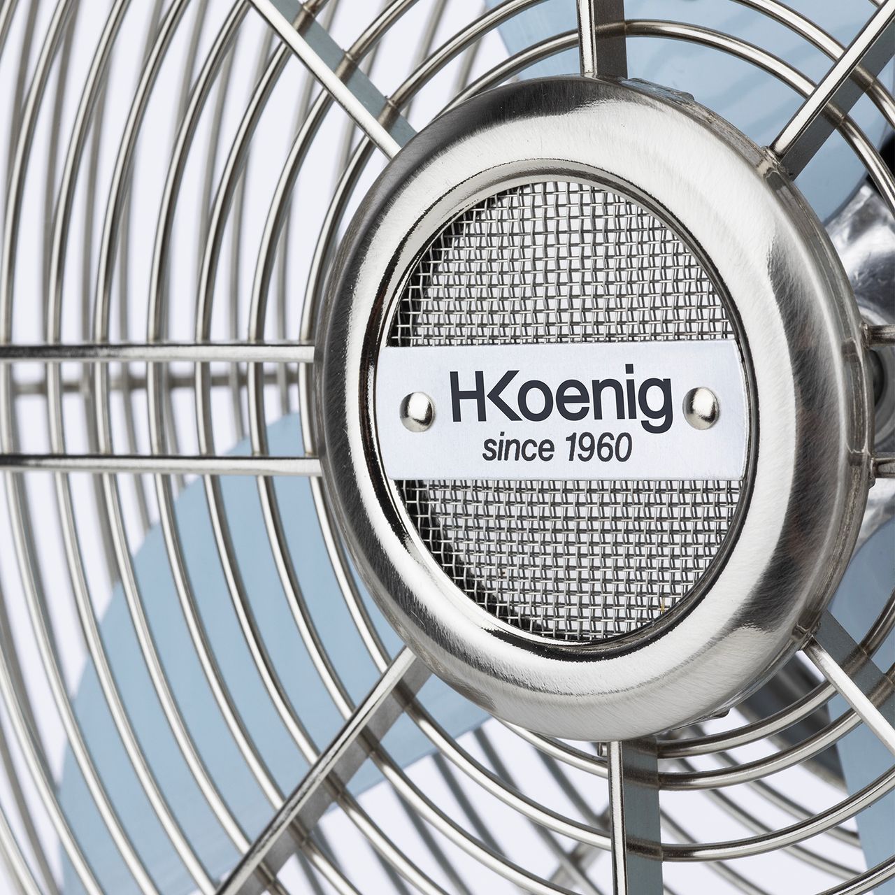 H.Koenig Elektrischer Tischventilator im Retro-Stil, hellblau