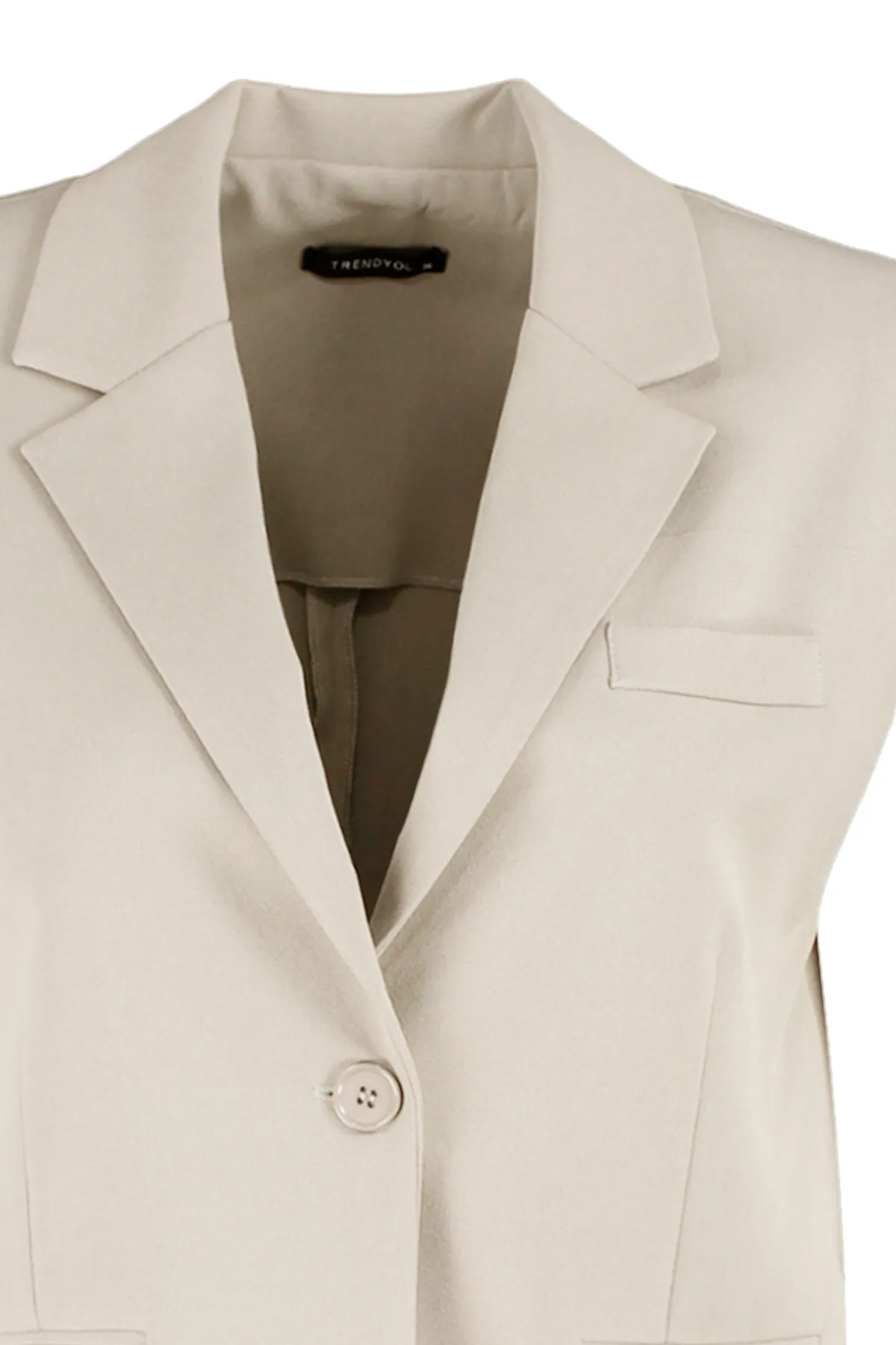 Trendyol Modest  Gefütterte, steinerne Weste mit Knopfverschluss TCTSS23YL00022