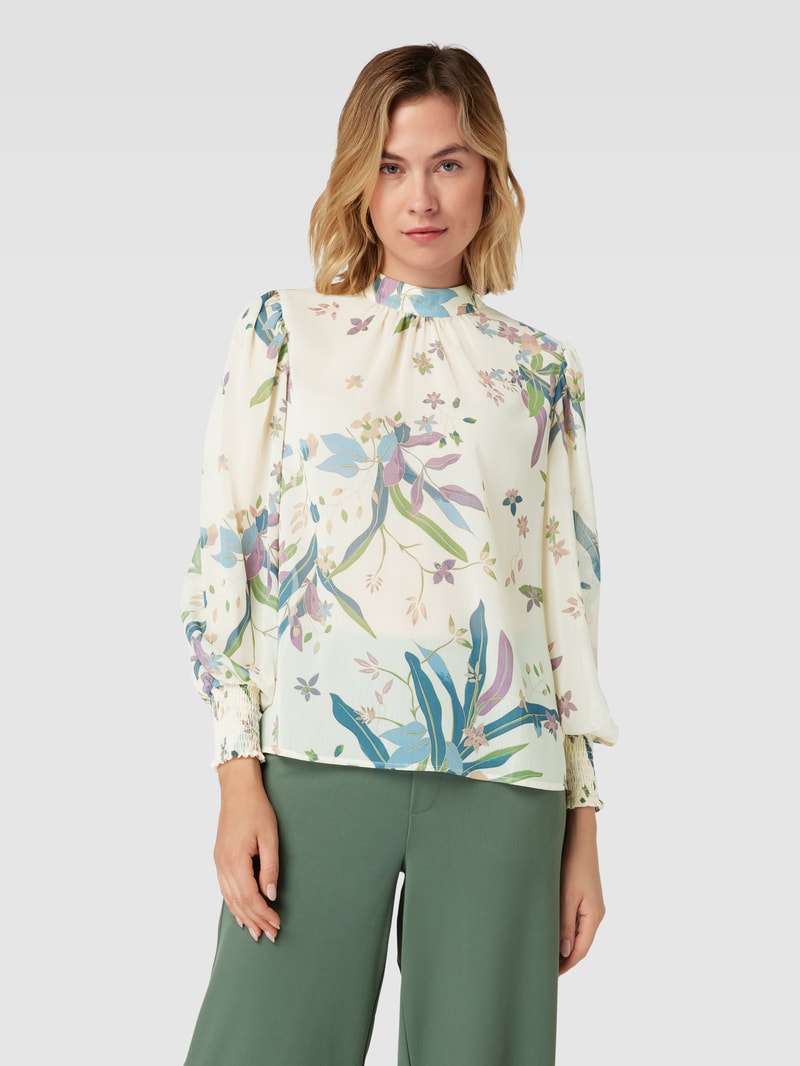Bluse mit Allover-Print in ecru