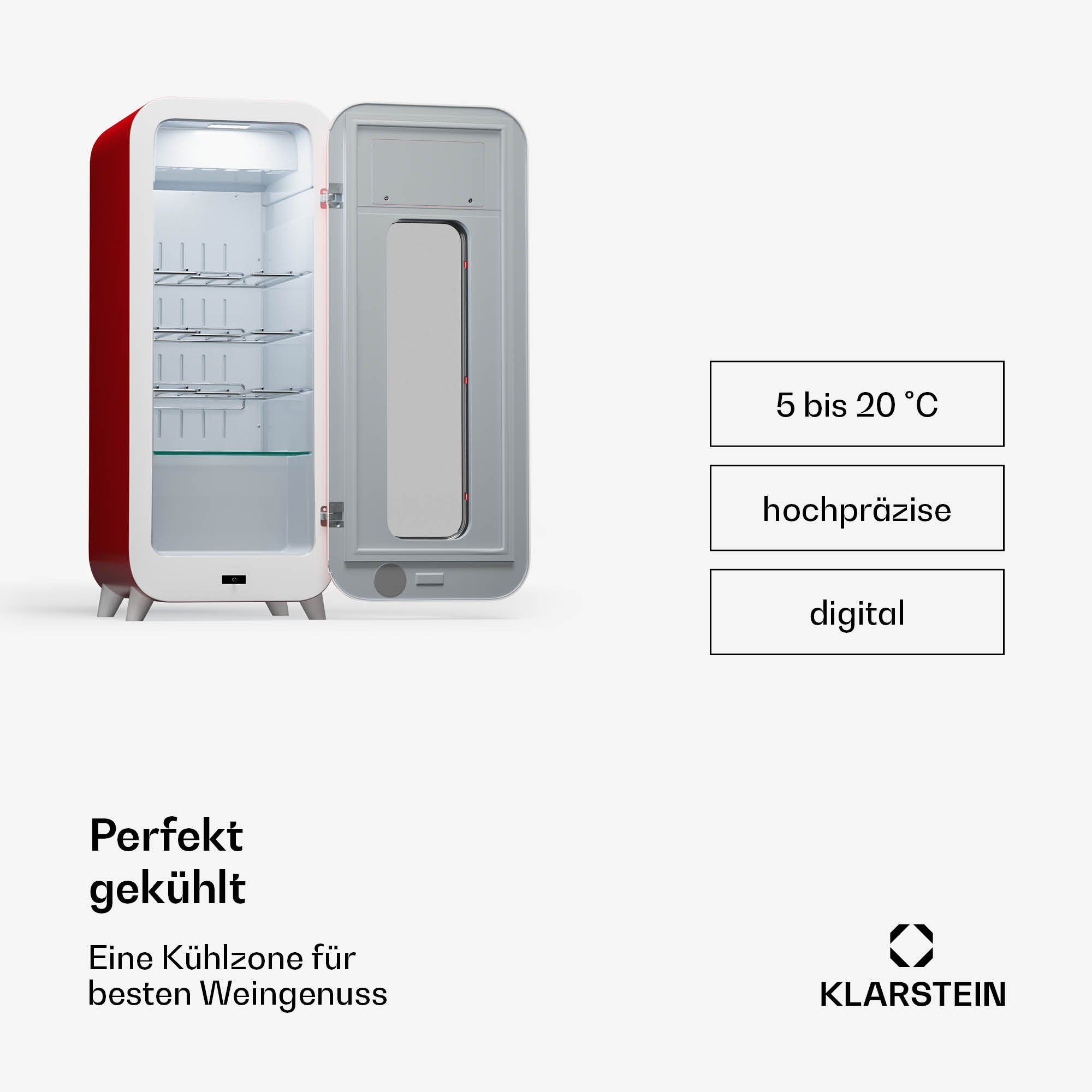 Klarstein Weinkühlschrank Shirley 15 Uno, für 15 Standardflaschen á 0,75l,Wein Flaschenkühlschrank Weintemperierschrank Weinschrank Kühlschrank