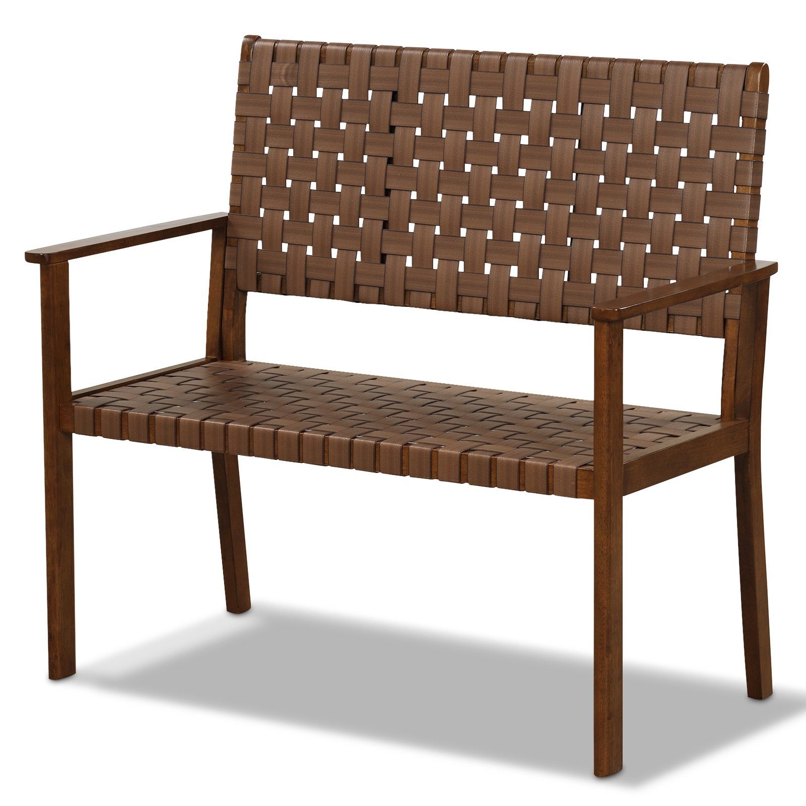 COSTWAY Gartenbank, wetterfest Holz, mit Rückenlehne & Armlehne, 200kg, 108cm