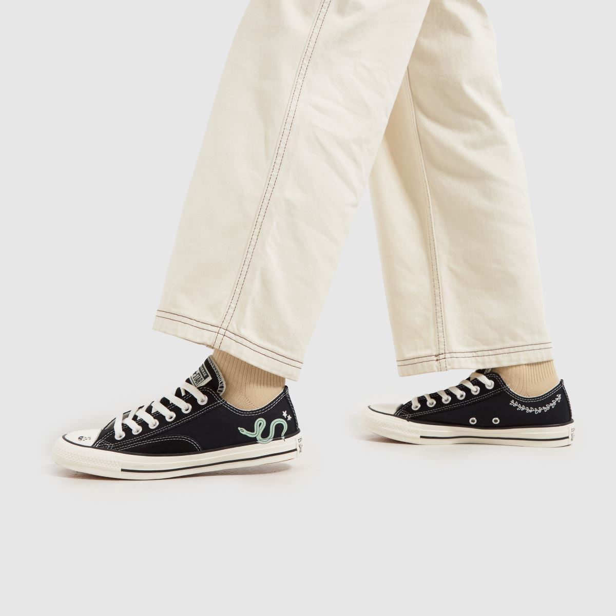 Converse All Star Ox cipők fekete és zöld színben