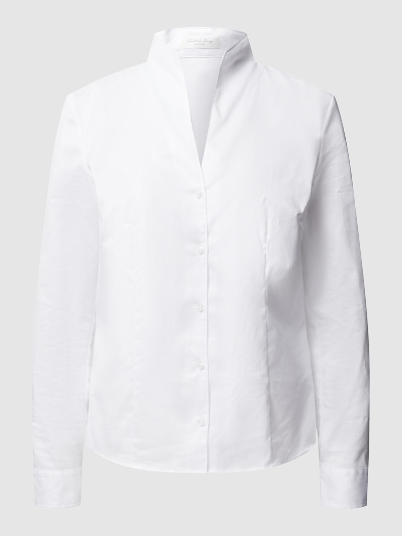 Bluse aus Baumwolle mit Kelchkragen Modell 'Amelia' in weiß