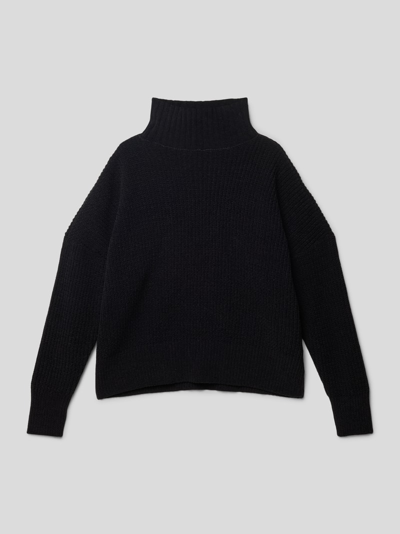 Strickpullover mit Stehkragen in schwarz