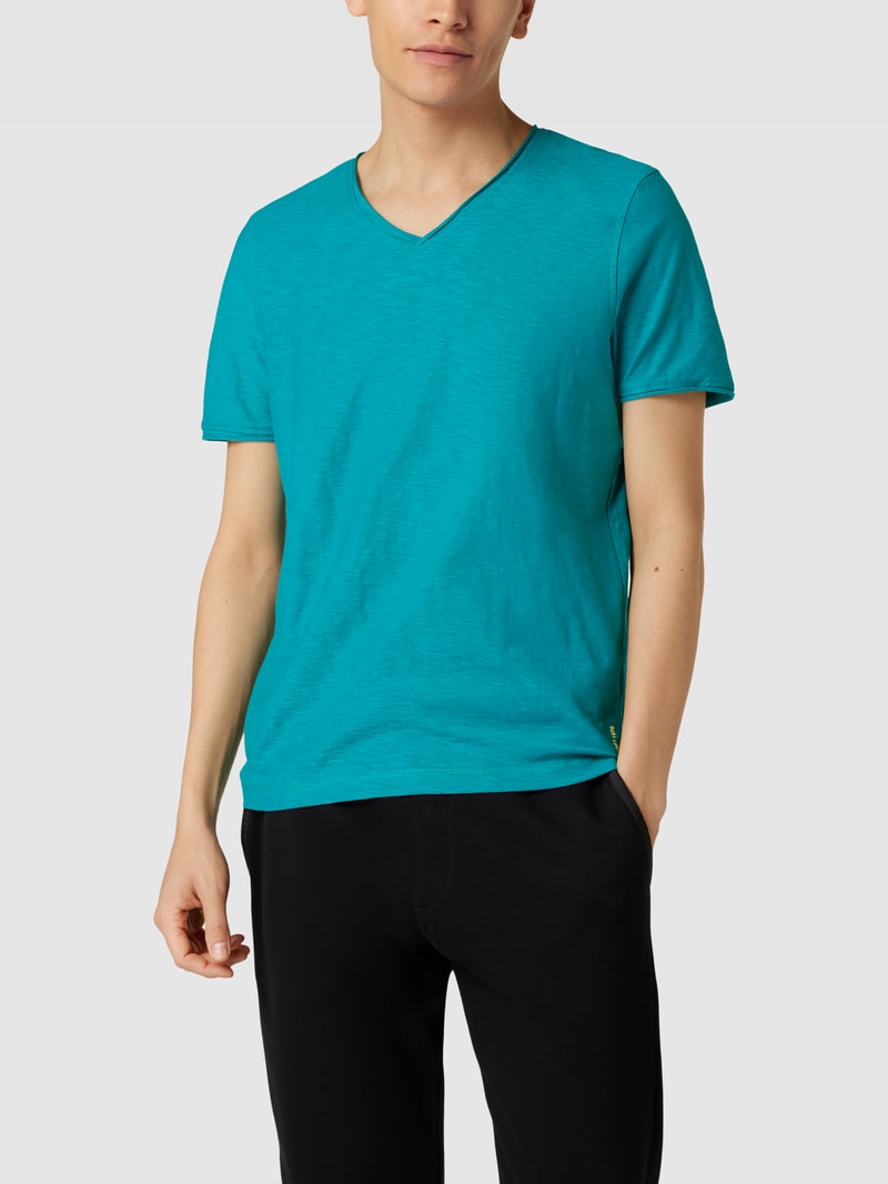 T-Shirt mit V-Ausschnitt in smaragdgrün