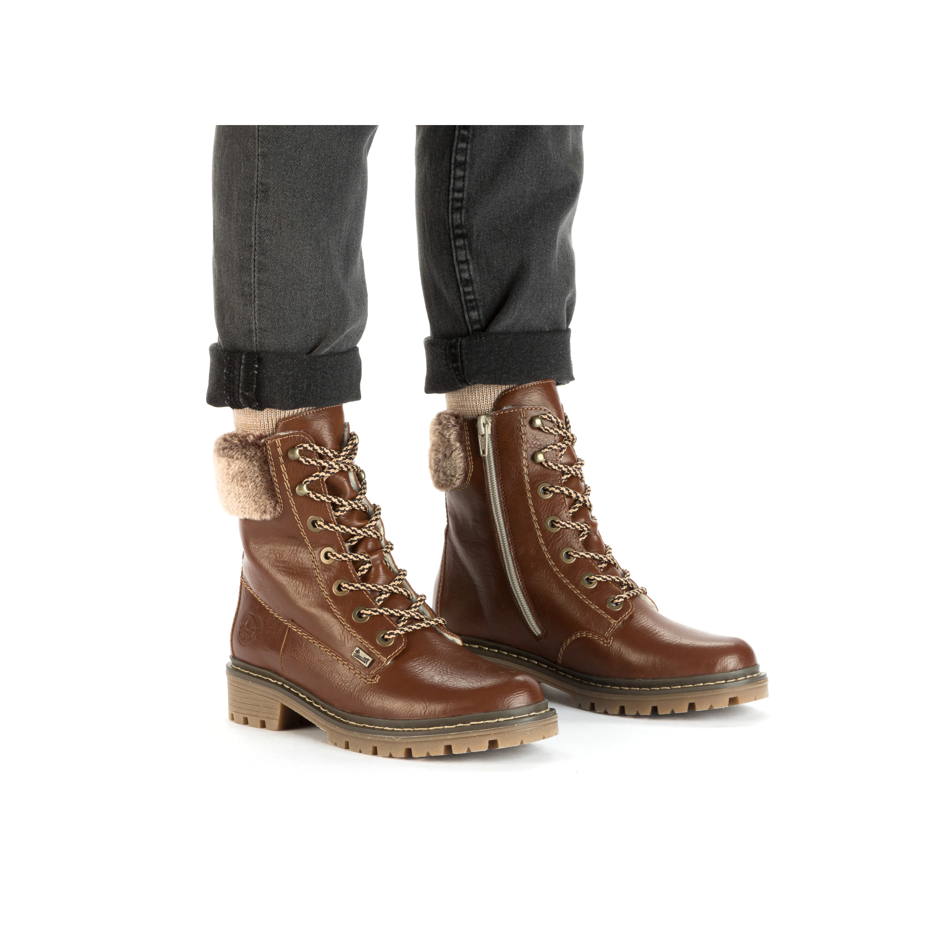 Rieker Damen Schnürstiefel fuchsbraun