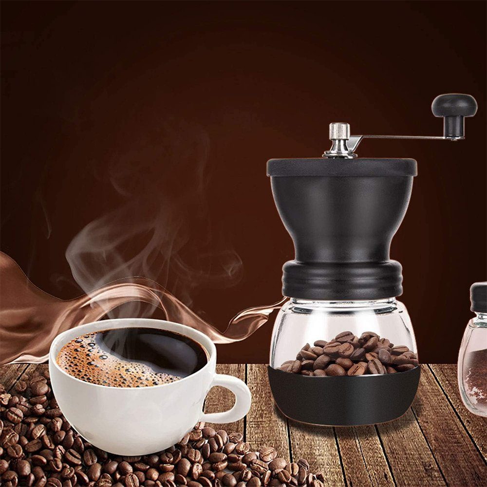 Zimtky Kaffeemühle Kaffeemühle manuell, mit 2 Gläsern Edelstahlgriffe, kaffeemühlen