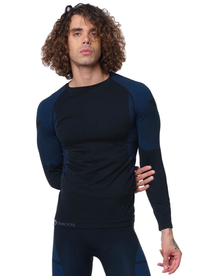 Stark Soul® Skiunterwäsche - Hemd Seamless Funktionsunterwäsche in schwarz/blau günstig kaufen